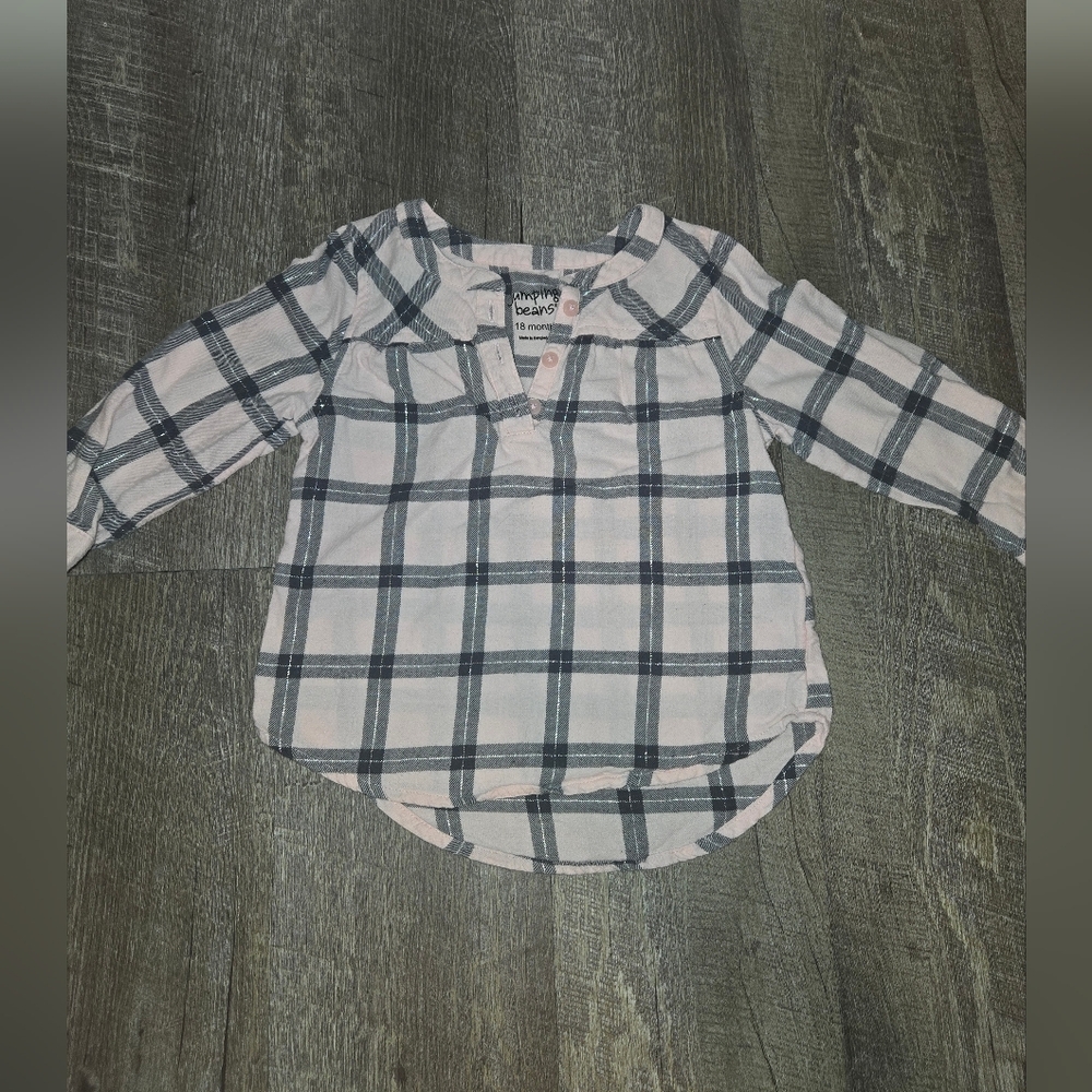 Jumping Beans Black and White Plaid Button Down Shirt